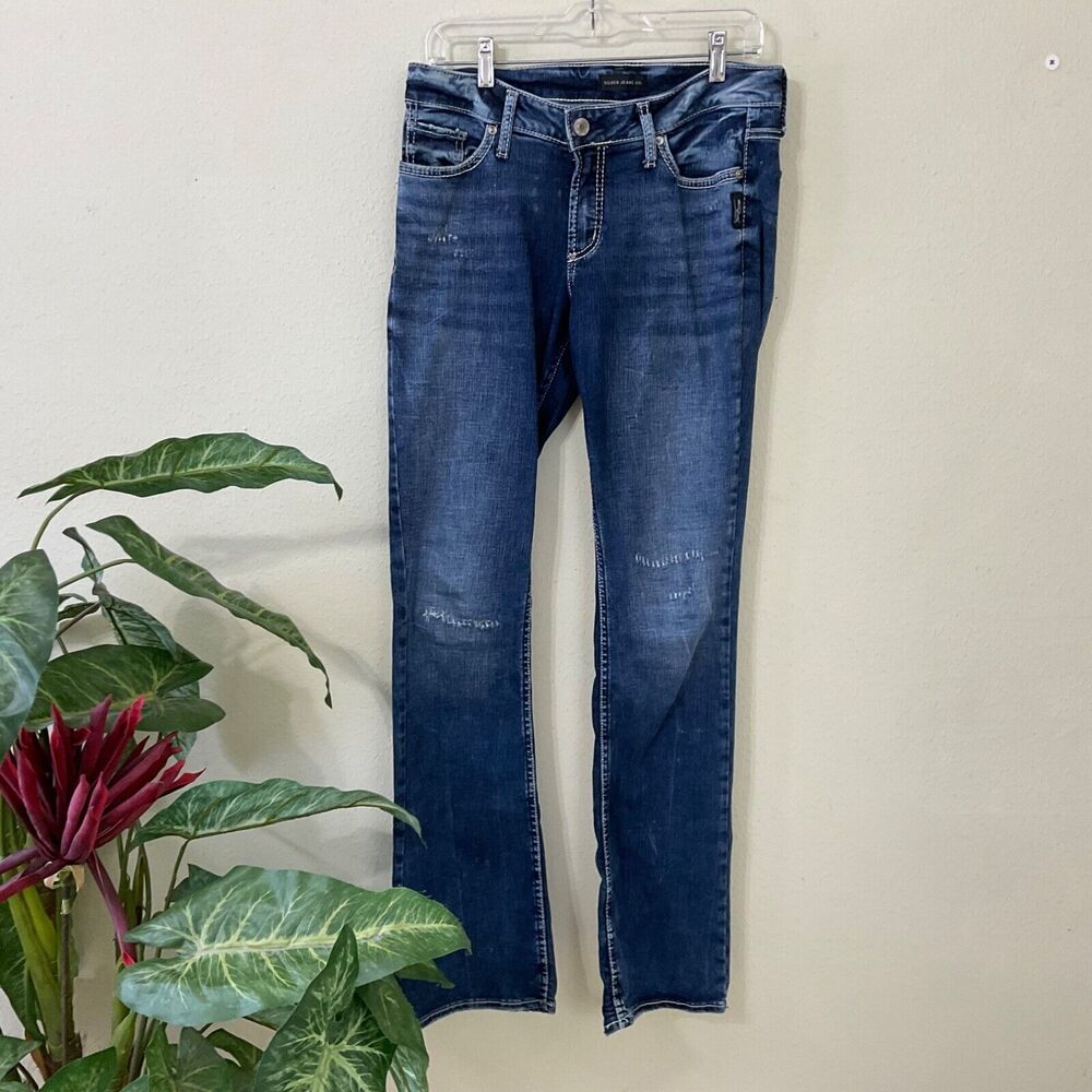 Silver Elyse Jeans Womens Size 31 x33 Rodeo western stretch Mid Rise Med Wash